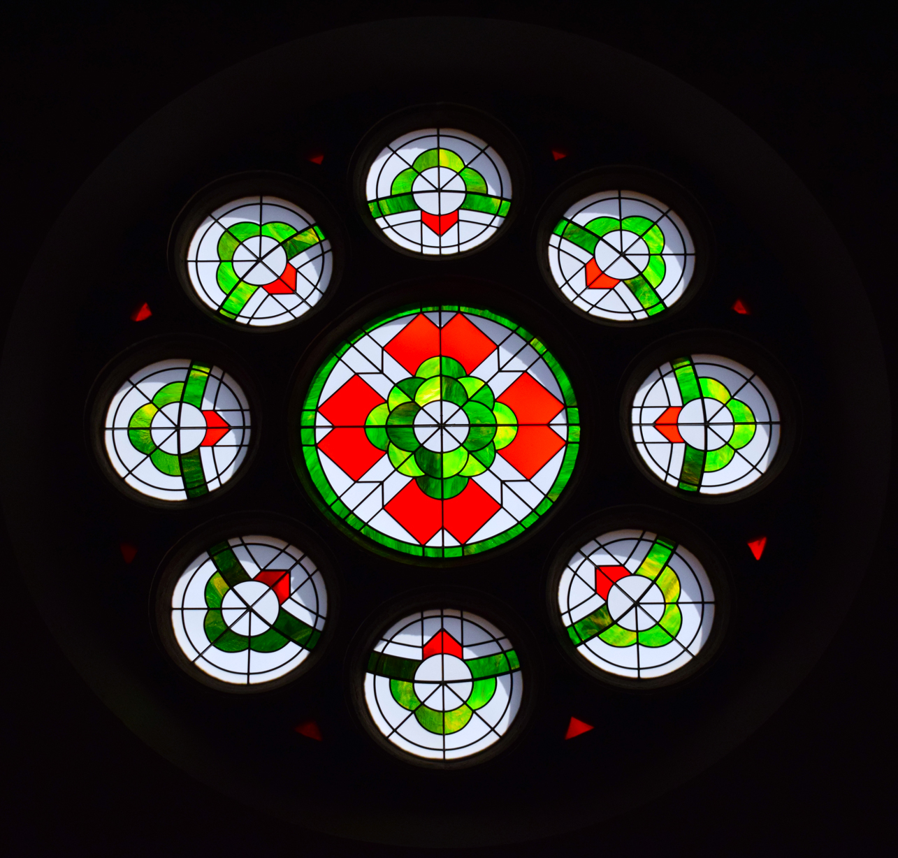 Historisches Glasfenster im Gemeindehaus