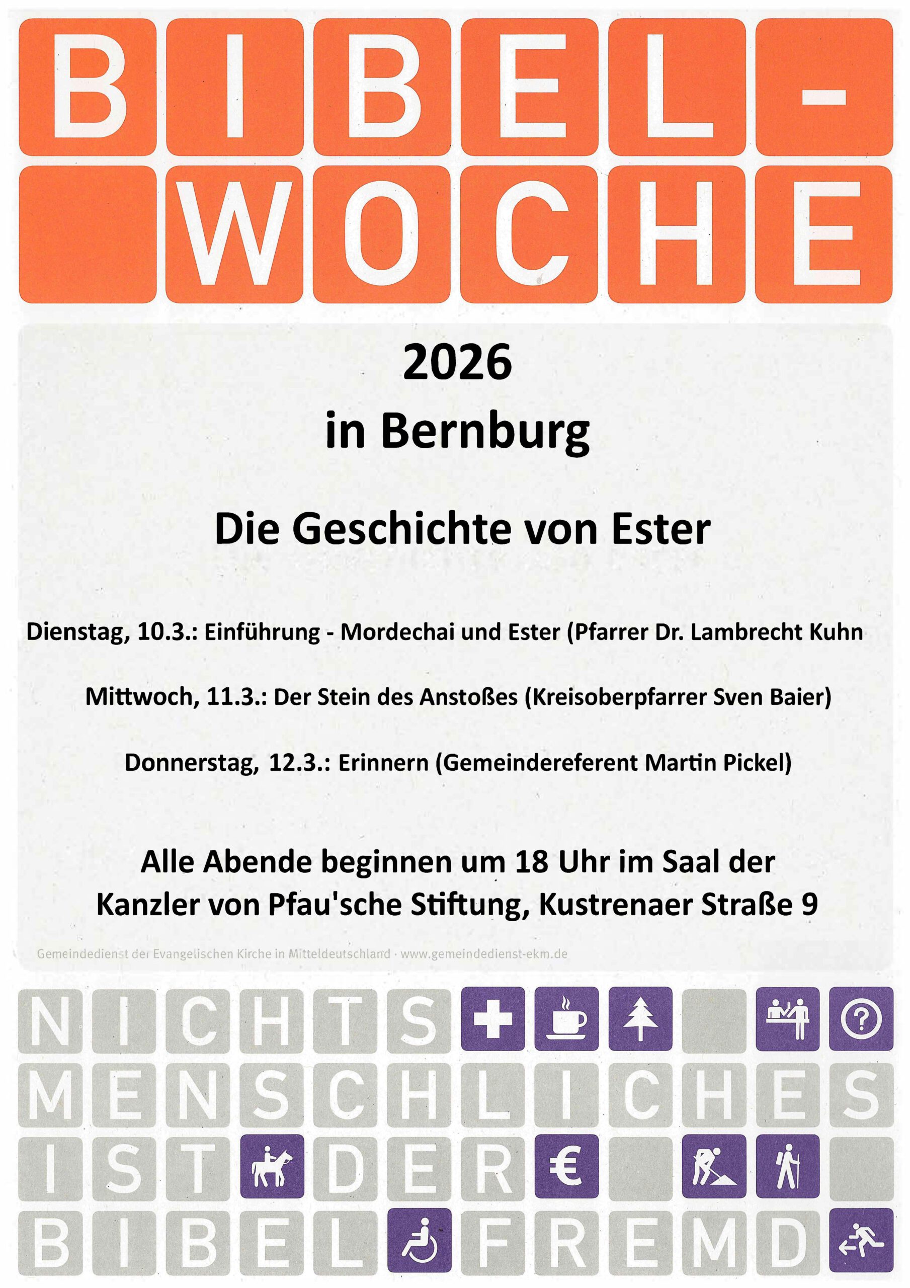 Bibelwoche 2026 - Informationen zu Veranstaltungen