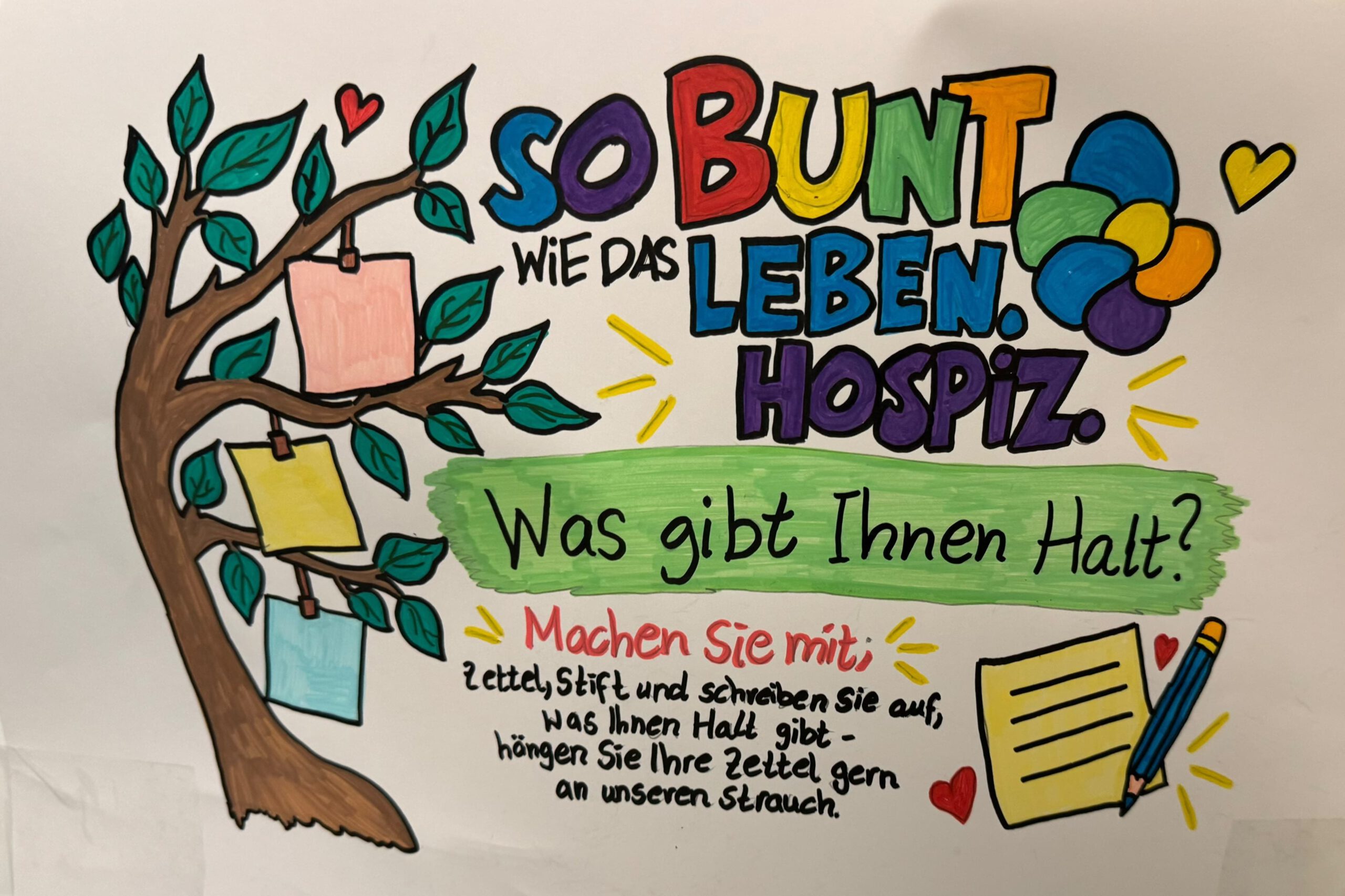 Plakat - So bunt wie das Leben. Hospiz.